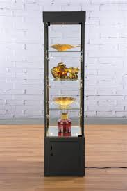19 5 Display Case W 7 Led Lights Mirror Bottom Enclosed Cabinet Locking Black Led Lights Display Case Lights