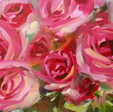 Pink Roses No 27 Original Floral Still Life Oil Painting By Moulton 5 X 5 Inches On Panel Prattcreekart Flower Painting Floral Painting Rose Art
