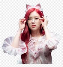 Rose Blackpink Kpop Girl Ears Pinkwhite Red Hair Freeto Rose Blackpink Red Hair Clipart 2189571 Pikpng
