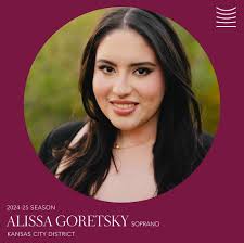 ANNOUNCING THE WINNERS OF THE KANSAS CITY DISTRICT! Alissa Goretsky,  Soprano Veronica Richer, Soprano Kyle White, Baritone Encouragement  Winners: Deanna Ray Eberhart, Mezzo-Soprano Wesley Kelley, Bass-Baritone  Congratulations to all of the Kansas