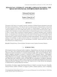 Financial planner job description learn about the key requirements, duties, responsibilities, and skills that should be in a financial planner job description. Pdf Financial Literacy And Related Outcomes The Role Of Financial Information Sources