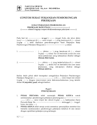 Contoh surat perintah kerja dan surat perjanjian (kontrak) pengadaan barang/jasa surat perjanjian pekerjaan jasa pemeliharaan kebersihan gedung dan halaman kantor nomor Pdf Contoh Surat Perjanjian Pemorongan Pekerjaan Fh Uii Moe Moe Academia Edu