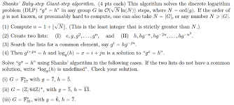 Solved This Algorithm Solves The Discrete Logarithm Problem Chegg Com