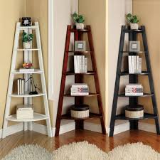 White Cherry Black Storage Ladder Shape Bookcase Bookshelf Display Corner Shelf Corner Shelves Living Room Corner Decor Home Decor