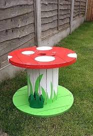 Garden Ornaments Mushroom Table Upcycled Cable Reel Drum In Ebay Houten Spoelen Houten Buitenspeelgoed