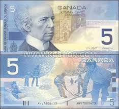 Canadian Five Dollar Bill Billetes Papel Moneda Billetes Del Mundo