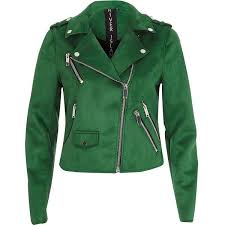 River Island Dark Green Faux Suede Biker Jacket 120 Liked On Polyvore Featuring Outerwear Jac Faux Suede Biker Jacket Green Moto Jacket Faux Suede Jacket