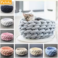 Petshy El Yapimi Orgu Kedi Yataklari Paspaslar Sicak Yumusak Kucuk Kopek Kulubesi Yavru Yavru Magara Sepeti Uyku Tulumu Ayrilabilir Diy Evcil Hayvan Evi Kedi Yatak Ve Paspaslari Aliexpress