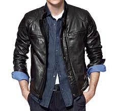 Fall Style Guide Rock This Black Moto Leather Jacket From Banana Republic With A Denim Button Up Leather Jacket Men Well Dressed Men Leather Jacket
