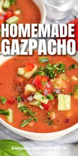 A Classic Spanish Soup Gazpacho Starts With A Base Of Fresh Tomatoes And Cucumbers To Create This Easy Sou Gazpacho Recipe Gaspacho Recipe Cold Soup Recipes