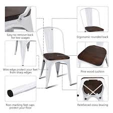 4 Pcs Tolix Style Metal Dining Side Chair Stackable Wood Seat In 2020 Side Chairs Dining Tolix High Back Dining Chairs