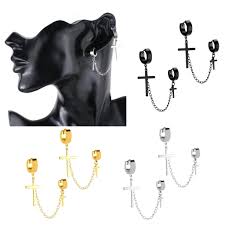 Little diva diamonds sterling silver diamond accent cross stud. Buy 2pcs Stainless Steel Double Cross Dangle Chain Men S Hoop Earrings At Affordable Prices Free Shipping Real Reviews With Photos Joom