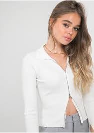 We even have a huge. Zip Front Top With Collar In White Outfitbook