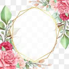 Floral Border Frame Romantic Pink Line Floral Poster Watercolor Flowers Wedding Invitation Watercolor Flower Wedding