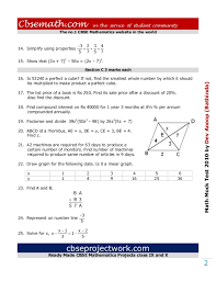 8 complete b1 preliminary (pet) for schools practice tests. Class Viii Mock Math Test