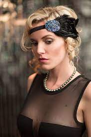 Grand Casque De Gatsby Gatsby Serre Tete Le Bandeau Des Annees 1920 Art Deco Flapper Bleu Bandeau Vintage Hairstyles 1920s Headpiece Great Gatsby Headpiece