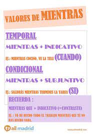 Nivel C1 Recuerda Que El Conector Mientras Ademas De Tiempo Tambien Expresa Condicion Ahi Va La Regla At Ail Madrid Courses Le Espagnol Ail Madrid