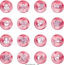 Clip Art Of A Collection Of Red Coin Shaped Business Icons