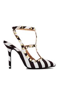 Black And White Striped Platform Heels T Strap Studded Black White Striped Heels Heels Black White Stripes Fabulous Shoes
