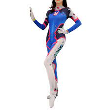 Game Overwatch DVa Cosplay Party Clothes Womens Blue Halloween Carnival  Jumpsuit | eBay