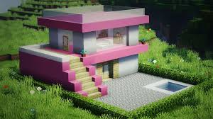 ماين كرافت بناء بيت عصري صغير مع مسبح تصميم خرافي تعلم ماين كرافت Build A Pink Balloon House In Youtube