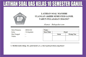 Latihan Soal Uas Kelas 10 Sma Semester 1 Ganjil