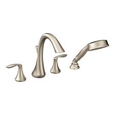Two handle shower faucet brushed nickel. Moen Eva Bathtub Faucet With Hand Shower 2 Handle Brushed Nickel Valve Sold Separately T944bn Rona