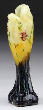 Daum Nancy Cameo Enamel Vase James D Julia Inc Art Vase Glass Art