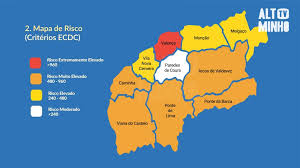 Novidade esta semana é o concelho de ourém, que entrou para o rol dos municípios que estão em alerta porque ultrapassaram pela primeira vez o índice de 120 casos por cada 100 mil habitantes. Alto Minho Regista Alteracoes Apos Revisao Do Nivel De Risco Dos Concelhos