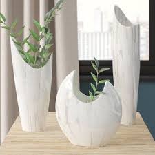 3 Piece White Ceramic Table Vase Set In 2020 Table Vases Ceramic Table Vase Set