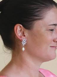 Pendientes nupciales de perlas de cristal, pendientes de lágrimas  swarovski, pendientes de boda de cristal de marquesa y perlas, COLETTE