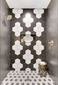 Black And White Hexagon Tile Bathroom Ideas Spotlight On West Bay Homes The Tile Shop Blog Geometric Tiles Bathroom White Hexagon Tile Bathroom Minimalist Bathroom