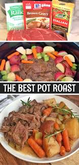 Fall apart tender beef that's been deliciously seasoned, served with carrots and potatoes! The Best Easy Slow Cooker Pot Roast Made With Ranch Brown Gravy Italian Dressing Mix