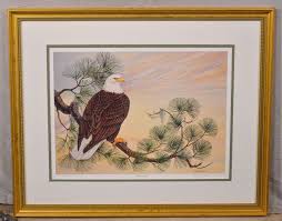 Large signed limited edition framed print "Bald Eagle" by Ann Warsham  Richardson; 13881-P144