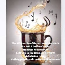 Good luck to all of our musicians that are performing in the annual "Coffee  Concert" tonight at 7 PM in the HS Gym!