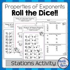 Exponent Properties Roll The Dice Stations Activity 8 Ee 1 Station Activities Math Station Activities Middle School Math Resources