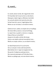 O, mama de mihai eminescu în citate scurte, în ordinea relevanţei şi a calităţii. O MamÄƒ Versuri Mihai Eminescu