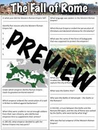 This Worksheet Covers The Fall Of The Western Roman Empire Social Studies Middle School Fall Worksheets