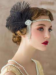 1920s Accessories Stockings Hats Headbands Jewelry 1920s Headband Gatsby Hair Flapper Headband