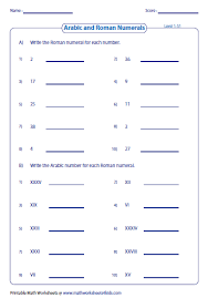 Roman Numerals Worksheets