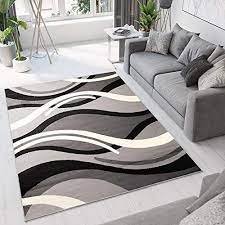 Quel tapis choisir pour mon salon comparatif prix 2020. Tapiso Dream Tapis De Salon Chambre Design Moderne Noir Gris Blanc Abstrait Ondes Vagues Fin D Chambre Design Decoration Salon Moderne Gris Moquette De Chambre