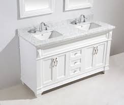 This bathroom vanity set includes two large wood trimmed mirrors, each with the same espresso finish as the vanity. 61 Hudson Double Sink Vanity Set In White With White Carrara Marble Top