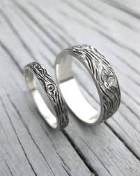 Woodgrain Barnwood Wedding Band Set Sterling Silver Cedar Wood Grain Matching Rings Faux Bois Made To Order Mens Womens In 2020 Wedding Band Sets Silver Wedding Bands Sterling Silver Wedding Band