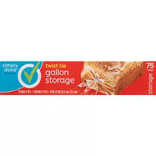 Features :the 11 x 12.5 (27.9 cm x 31.8 cm) gallon size storage bags offers plenty of room for a wide variety of bulk foods. Simply Done Twist Tie Gallon Storage 75 Ea Plastic Bags Market Basket