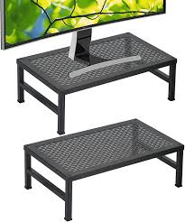 Within the unit, there is a cupboard plus numerous open alcoves. Inbox Zero Monitor Stand Riser Auledio Anti Slip Metal Desk Organizer Computer Stand For Laptop Computer Imac Pc Printer Black 2 Pack Monitor Stand Riser Auledio Anti Slip Metal Desk Organizer Computer Stand For Laptop Computer