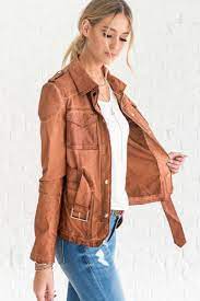 Stylin Cognac Brown Faux Leather Jacket Leather Jacket Women Brown Leather Jacket Brown Faux Leather Jacket