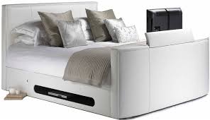 A double tv bed is the perfect size for most room sizes and can sleep two comfortably. White Leather Compact New York Tv Bed 6ft Super Kingsize