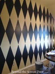 How To Paint A Harlequin Diamond Wall Sonya Hamilton Designs Diamond Wall Wall Paint Designs Whimsical Furniture