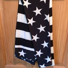 Black And White Striped Flag With Stars Nwt Tc Llr B W Americana Flag Leggings On Mercari Black And White Stars Black White Stripes Stripe Print