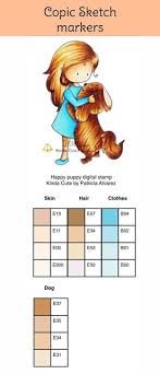 Copic Marker Color Chart For Happy Puppy Digital Stamp